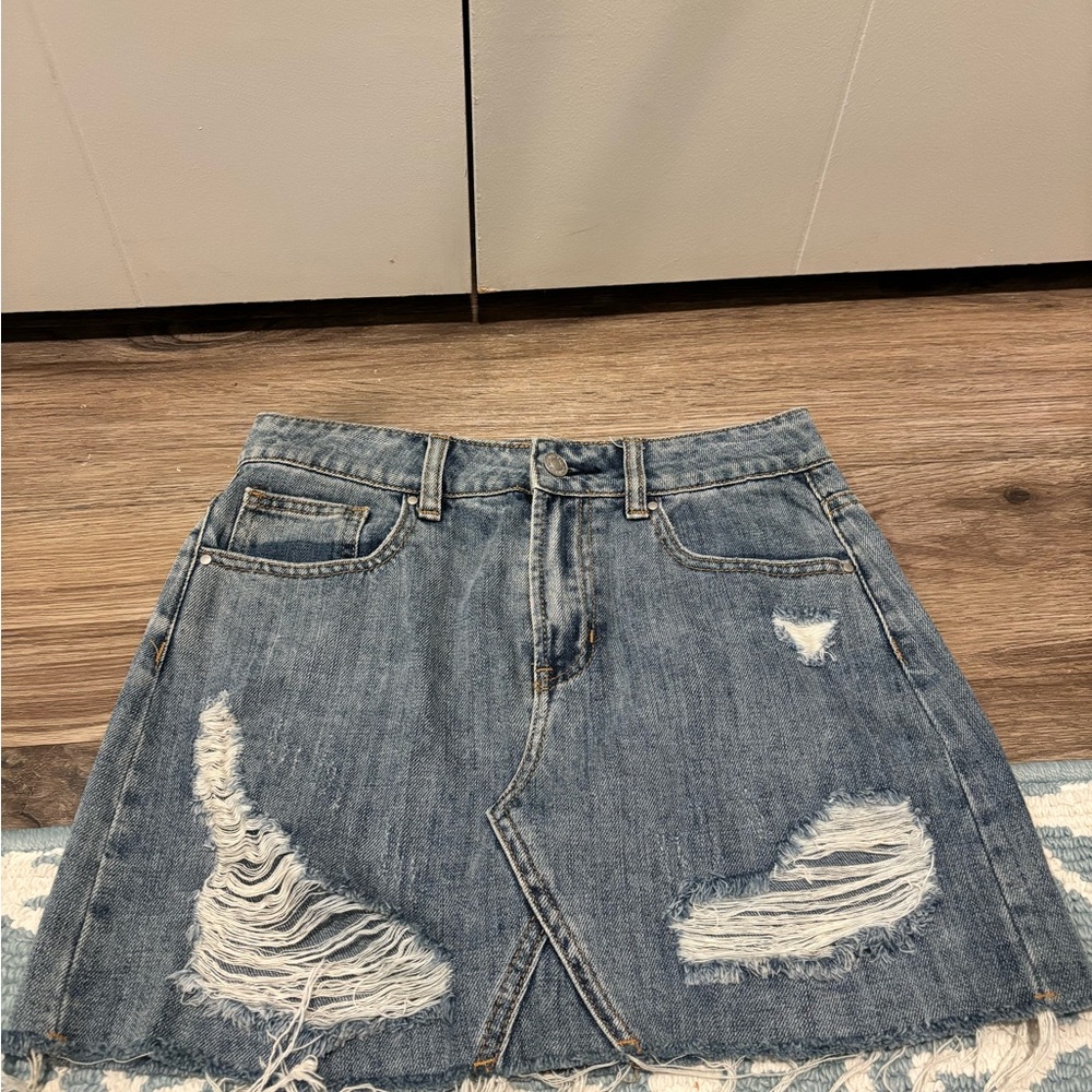PacSun Blue Distressed Mini Skirt